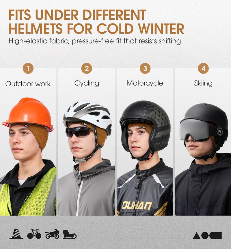 SUNMECI Winter Thermal Helmet Liner Skull Cap, Fleece Lined Warm Cycling Cap Ski Beanie for Men Women - Image 4